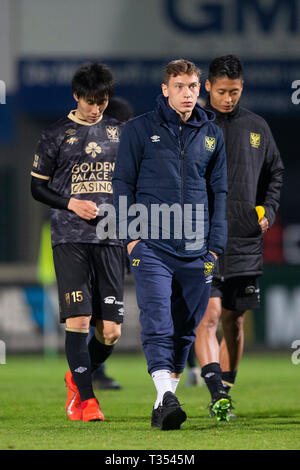 Westerlo, Belgien. 06 Apr, 2019. Team sucht während der Jupiler Pro League spielen niedergeschlagen - Weg 2 Gruppe A Match (Tag 3) zwischen Westerlo und STVV am April 6th, 2019 in Westerlo, Belgien. Credit: Pro Schüsse/Alamy leben Nachrichten Stockfoto