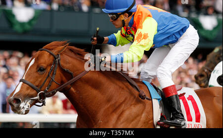 Lexington, KY, USA. 6 Apr, 2019. April 06, 2019: #11 Bobby's Böse und Jockey Miguel Mena die 33. Läuft der Commonwealth Grad 3 gewinnen $ 250.000 für Eigentümer Herbst-Bauernhöfe Rennställe (Robert Guidry) und Trainer Albert Stall jr. bei Keeneland Rennstrecke am April 06, 2019 in Lexington, KY. Candice Chavez/ESW/CSM/Alamy leben Nachrichten Stockfoto