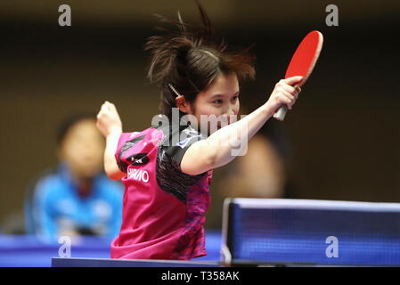 Miu Hirano (JPN), 6. APRIL 2019 - Tischtennis: 32 LION ITTF-attu Cup Yokohama 2019 Damen Einzel an der Yokohama kulturellen Gymnasium, Kanagawa, Japan. (Foto von Sho Tamura/LBA SPORT) Stockfoto