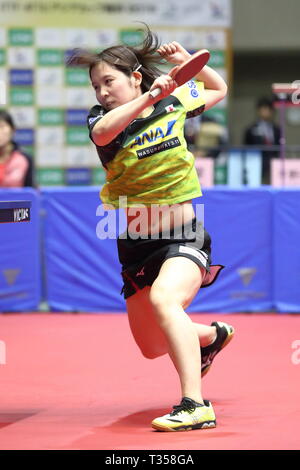 Miu Hirano (JPN), 32. LION ITTF-attu Cup Yokohama 2019 Damen Einzel 1. Stufe an der Yokohama kulturellen Gymnasium, Kanagawa, Japan. Credit: Naoki Nishimura/LBA SPORT/Alamy leben Nachrichten Stockfoto