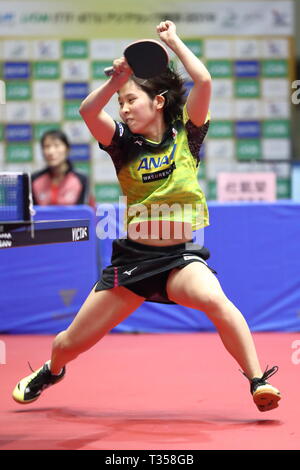 Miu Hirano (JPN), 32. LION ITTF-attu Cup Yokohama 2019 Damen Einzel 1. Stufe an der Yokohama kulturellen Gymnasium, Kanagawa, Japan. Credit: Naoki Nishimura/LBA SPORT/Alamy leben Nachrichten Stockfoto