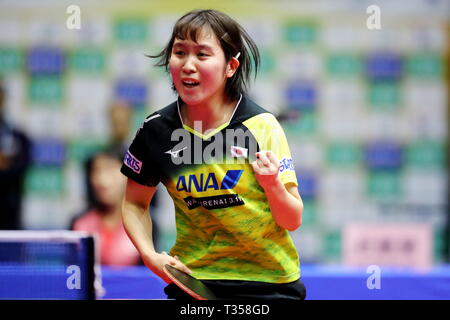 Miu Hirano (JPN), 32. LION ITTF-attu Cup Yokohama 2019 Damen Einzel 1. Stufe an der Yokohama kulturellen Gymnasium, Kanagawa, Japan. Credit: Naoki Nishimura/LBA SPORT/Alamy leben Nachrichten Stockfoto