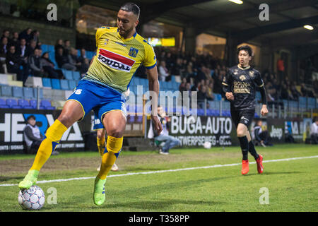 Westerlo, Belgien. 06 Apr, 2019. Nader Ghandri von Westerlo während der Jupiler Pro League Play-off 2 Gruppe A Match (Tag 3) zwischen Westerlo und STVV am April 6th, 2019 in Westerlo, Belgien. Credit: Pro Schüsse/Alamy leben Nachrichten Stockfoto