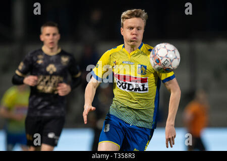 Westerlo, Belgien. 06 Apr, 2019. Guillaume De Schrijver von Westerlo während der Jupiler Pro League Play-off 2 Gruppe A Match (Tag 3) zwischen Westerlo und STVV am April 6th, 2019 in Westerlo, Belgien. Credit: Pro Schüsse/Alamy leben Nachrichten Stockfoto