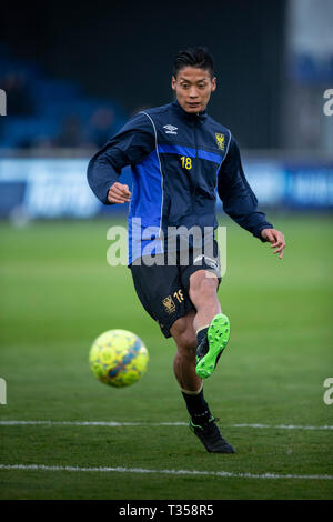 Westerlo, Belgien. 06 Apr, 2019. Kosuke Kinoshita der STVV der Jupiler Pro League Play-off 2 Gruppe A Match (Tag 3) zwischen Westerlo und STVV am April 6th, 2019 in Westerlo, Belgien. Credit: Pro Schüsse/Alamy leben Nachrichten Stockfoto