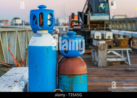 Komprimierte flüssige Luft Tanks, Basic, Tauchausrüstungen, industriellen Hintergrund Stockfoto