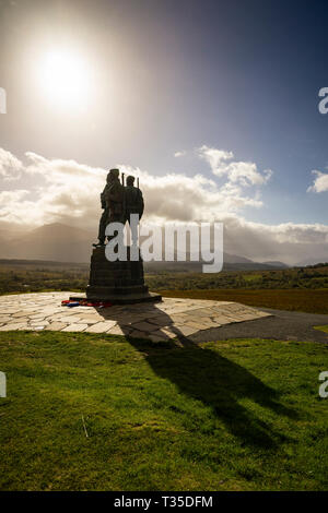 Die Commando Memorial in Spean Bridge in Schottland, mit Ben Nevis im Hintergrund. Stockfoto