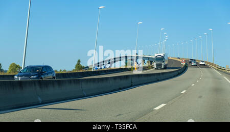 Le Havre, Frankreich - 01 September, 2018: die Pont de Normandie oder Brücke der Normandie ist eine Schrägseilbrücke verbindet Le Havre, Le Havre in der Normandie, Frankreich Stockfoto