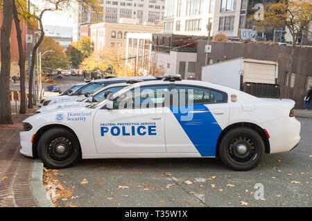 Dodge Fahrzeuge von der Federal Protective Service Polizei in Seattle, Washington, USA. Stockfoto