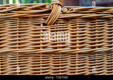 Braun handgefertigte Weidenkorb Hintergrund Textur Detail Stockfoto