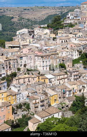 Luftaufnahme von Ragusa Ibla, einer berühmten Stadt im Südosten von Sizilien Stockfoto