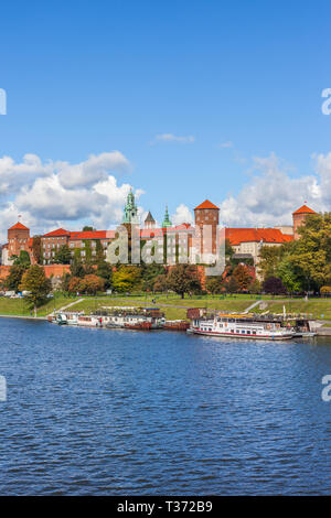 Wawel Royal Castle an der Weichsel in der Stadt Krakau in Polen. Stockfoto