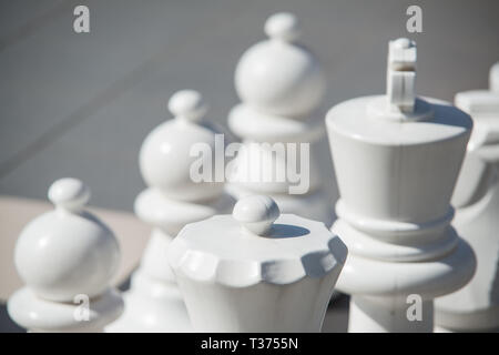 Big White Schach aus Kunststoff. Selektiver Fokus Makroaufnahme mit flachen DOF Stockfoto