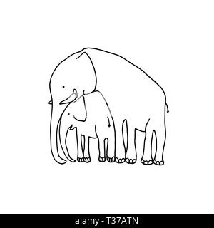 Vector Illustration des Babys und der Mutter Elefant. Cartoon Elefantenfamilie Stock Vektor