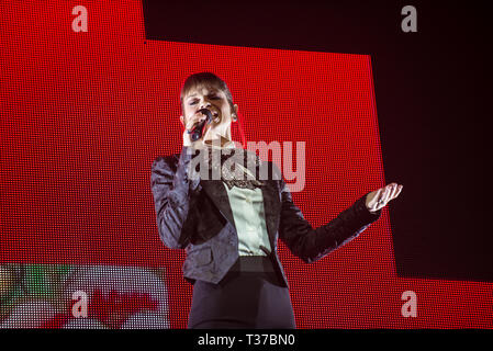Alessandra Amoroso durchgeführt 6. April am Kione Arena in Padua (IT) Stockfoto