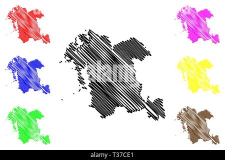 South Chungcheong Provinz (Südkorea, Republik Korea, ROK, Provinzen von Südkorea) Karte Vektor-illustration, kritzeln Skizze World Map Stock Vektor