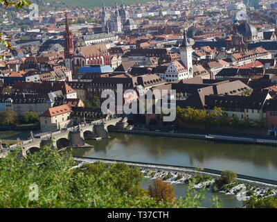 Viw auf Stadt Würzburg in Bayern Stockfoto