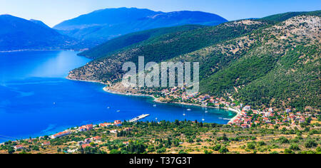 Schönen Dorf Agia Efimia, Panoramaaussicht, Kefalonia, Griechenland. Stockfoto