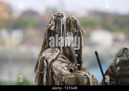 Bukarest, Rumänien - 7 April, 2019: Rumänische Special forces Soldaten teil an einer militärischen Zeremonie. Stockfoto