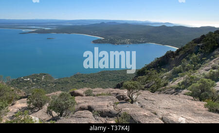 Coles Bay vom Mt Amos in Tasmanien, Australien Stockfoto