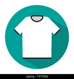Die einfachen, weißen T-Shirt mit langen Schatten, Vector Illustration im flachen Stil Stock Vektor
