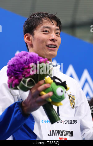 Tatsumi International Swimming Centre, Tokyo, Japan. 7 Apr, 2019. Ryosuke Irie, April 7, 2019 - Schwimmen: Japan Japan schwimmen schwimmen Meisterschaften (2019) Männer 200 m Ruecken Finale bei Tatsumi International Swimming Centre, Tokyo, Japan. Credit: yohei Osada/LBA SPORT/Alamy leben Nachrichten Stockfoto