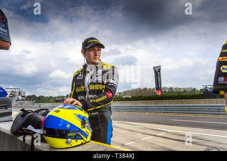Birmingham, Alabama, USA. 6 Apr, 2019. ZACH VEACH (26) in den Vereinigten Staaten bereitet sich auf die Honda Indy Grand Prix von Alabama in Barber Motorsports Park in Birmingham, Alabama zu qualifizieren. (Bild: © Walter G Arce Sr Asp Inc/ASP) Stockfoto