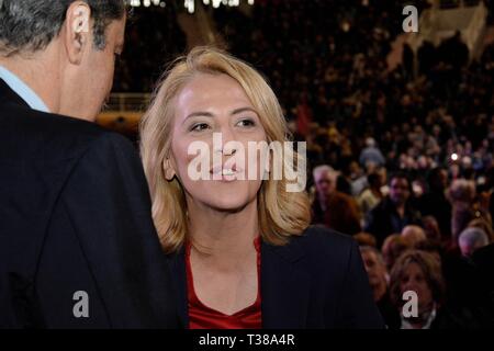 Athen, Griechenland. 6 Apr, 2019. Gouverneur von Attika, Rena Dourou während der Panhellenischen Konferenz der SYRIZA politische Partei davon aus, Athen gesehen. Credit: Giorgos Zachos/SOPA Images/ZUMA Draht/Alamy leben Nachrichten Stockfoto