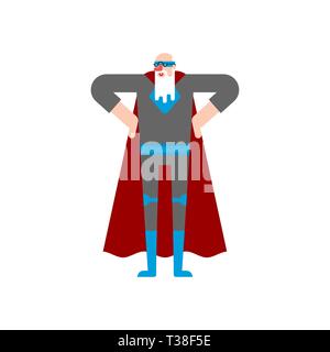 Großvater Superhelden. Super Opa. Supermächte alter Mann. Cartoon Stil Vektor Stock Vektor