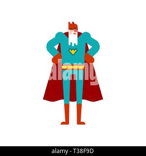 Großvater Superhelden. Super Opa. Supermächte alter Mann. Cartoon Stil Vektor Stock Vektor
