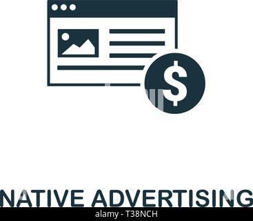 Native Werbung Symbol. Kreative element Design vom Inhalt icons Collection. Pixel Perfect Native Werbung Symbol für Web Design, Anwendungen, Software, Stock Vektor