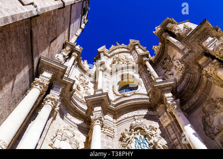 Fassade der Kathedrale von Valencia (Metropolitan Kathedrale - Basilika der Himmelfahrt Mariens von Valencia), Valencia, Spanien Stockfoto