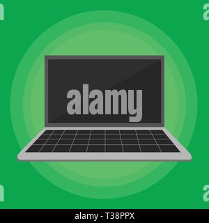 Laptop mit Raster Design Tastatur und leeren schwarzen Bildschirm auf pastellfarbenen Hintergrund Design business Leere Vorlage isoliert Minimalistische Grafik layout Vorlage Stock Vektor