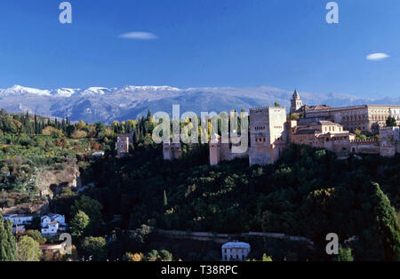Panorama der Alhambra von Mirador de San Nicolas, Granada, Spanien Stockfoto