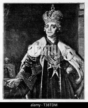 Paul I. von Russland. Digital verbesserte Reproduktion von Illustrierter Überblick über das Leben der Menschheit im 19. Jahrhundert, 1901 edition, Marx Verlag, St. Petersburg. Stockfoto