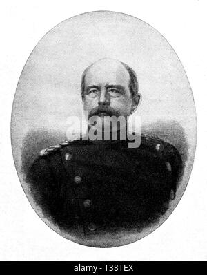 Otto Bismarck. Durch llithography Rocca. Digital verbesserte Reproduktion von Illustrierter Überblick über das Leben der Menschheit im 19. Jahrhundert, 1901 edition, Marx Verlag, St. Petersburg. Stockfoto