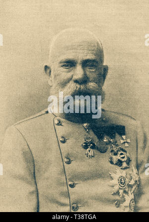 Franz Joseph I., Kaiser von Österreich. Digital verbesserte Reproduktion von Illustrierter Überblick über das Leben der Menschheit im 19. Jahrhundert, 1901 edition, Marx Verlag, St. Petersburg. Stockfoto