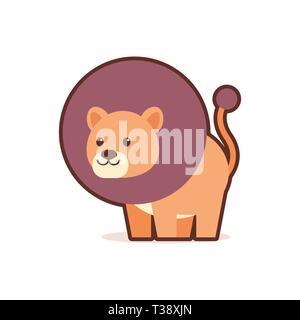 Cute lion Cartoon comic Charakter mit lächelnden Gesicht glücklich emoji Anime-kawaii Stil lustige Tiere für Kinder Konzept Vector Illustration Stock Vektor