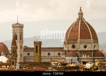 Brunelleschi's Dome und Giottos's Campanile in Florenz, Italien. Stockfoto