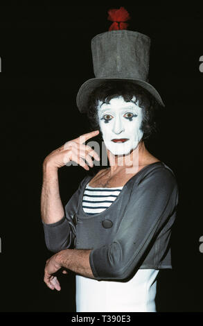 Berühmtheit. Entertainer. Marcel Marceau (1923 - 2007). 80er Jahre Stockfoto