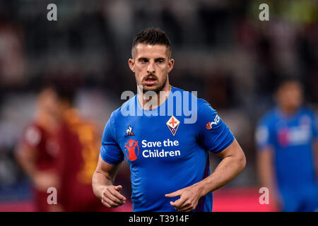 Kevin Mirallas von ACF Fiorentina in der Serie A Match zwischen AS Roma und ACF Fiorentina im Stadio Olimpico, Rom, Italien Am 3. April 2019. Stockfoto