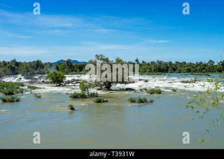 Khone Phapheng fällt auf dem Mekong River im Süden von Laos. Stockfoto