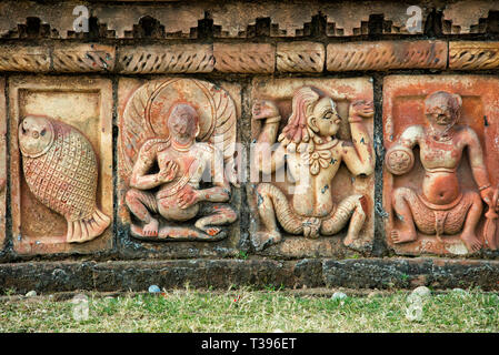 Detaillierte Steinbildhauerei, somapura Mahavihara (paharpur Buddhistischen Bihar), UNESCO-Weltkulturerbe, Paharpur, naogaon Bezirk, Rajshahi Division, Bang Stockfoto