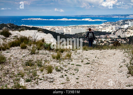 Marseille gesehen von La Gineste Pass Stockfoto