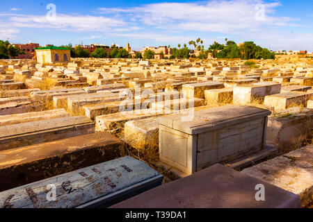 Jüdischer Friedhof in alten alten Medina, Marrakesch, Marokko, Afrika Stockfoto