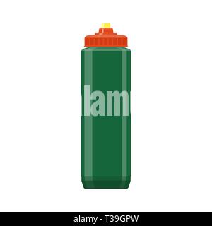 Grün Kunststoff sport Flasche hydro Flasche Wasser. Vector Illustration auf blauem Hintergrund isoliert. Sport, Fitness, Bewegung. gesunder Lebensstil Stock Vektor