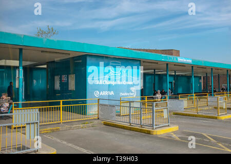 Alle Änderungen für Crewe, Arriva Bus station in Crewe, Cheshire Vereinigtes Königreich Stockfoto
