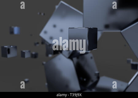 3D-Rendering, kreative Cubes mit Sinn für Wissenschaft und Technologie, Computer digital image Stockfoto