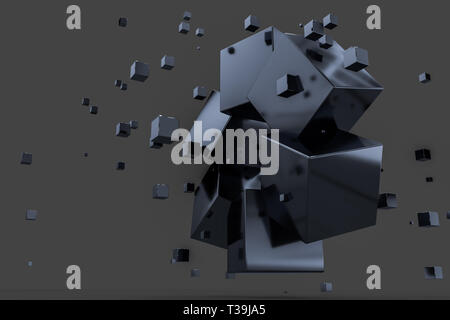 3D-Rendering, kreative Cubes mit Sinn für Wissenschaft und Technologie, Computer digital image Stockfoto