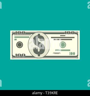 100 Dollar Geld Banknoten bill. Vector Illustration im flachen Stil Stock Vektor